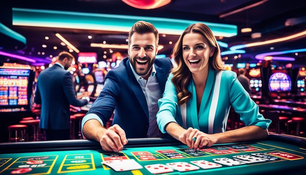 kilau4d Three Card Poker meja dealer langsung dengan kartu dan antarmuka taruhan